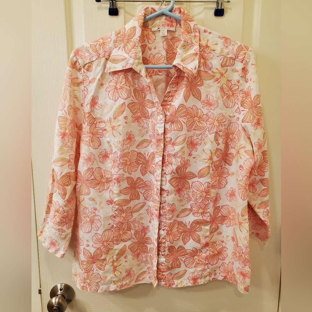 Floral Button-Up Women's Linen Top